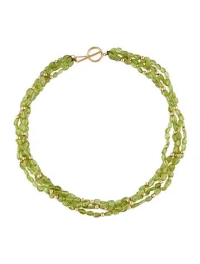 Pre-owned Necklace 14k Peridot Multi-strand Toggle , 17.5"