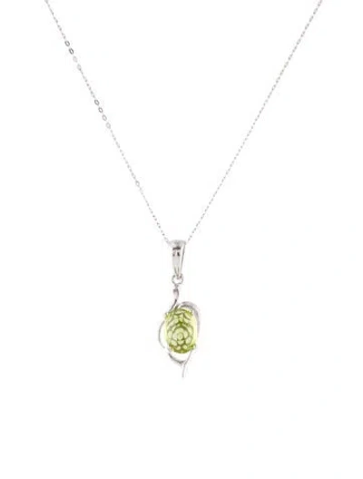 Pre-owned Necklace 14k Peridot Pendant , 15.5" In Multi