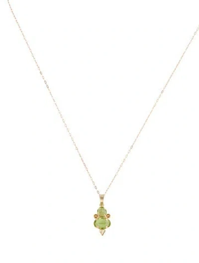Pre-owned Necklace 14k Peridot Pendant , 17.75" In Multi