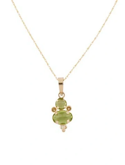 Pre-owned Necklace 14k Peridot Pendant , 18" In Multi