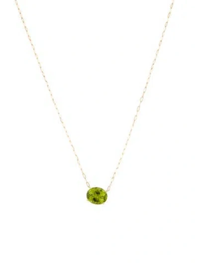 Pre-owned Necklace 14k Peridot Pendant , 18" In Multi