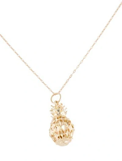Pre-owned Necklace 14k Pineapple Pendant , 18" In Multi
