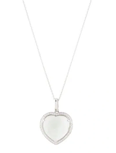 Pre-owned Necklace 14k Prasiolite & Diamond Heart Pendant , 20" In Multi