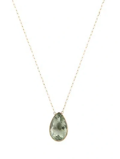 Pre-owned Necklace 14k Prasiolite Pendant , 18" In Multi