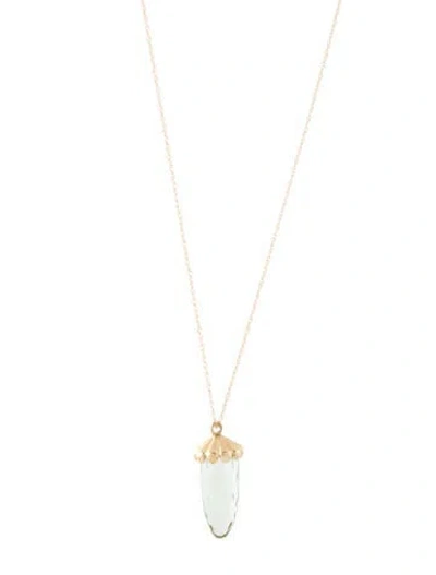 Pre-owned Necklace 14k Prasiolite Pendant , 18" In Multi