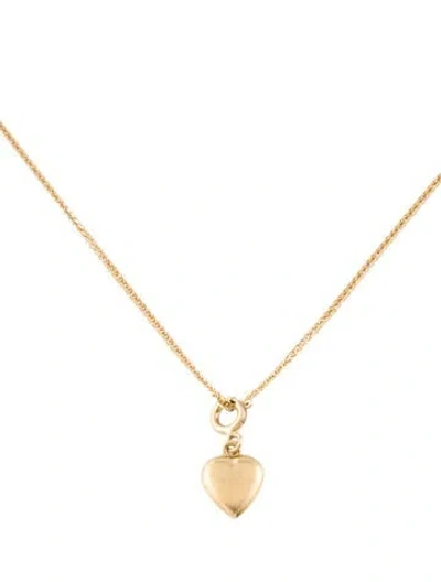 Pre-owned Necklace 14k Puffed Heart Charm Pendant , 18" In Multi