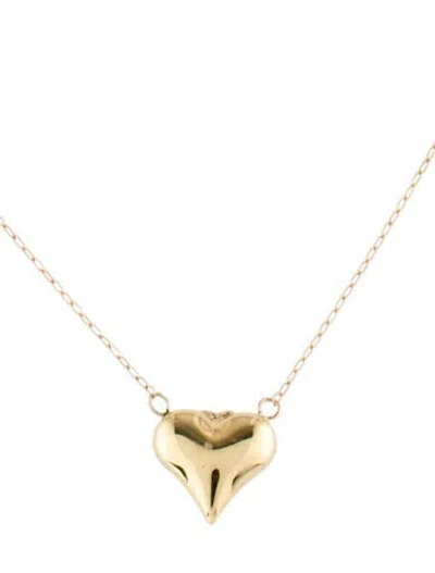 Pre-owned Necklace 14k Puffed Heart Pendant , 18.25" In Multi