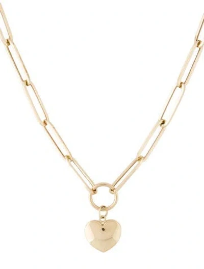 Pre-owned Necklace 14k Puffy Heart Paperclip Chain , 17.75" In Multi