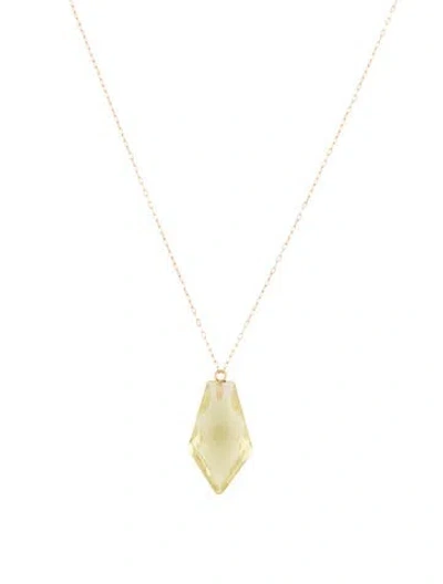 Pre-owned Necklace 14k Quartz Pendant , 17.75" In Multi