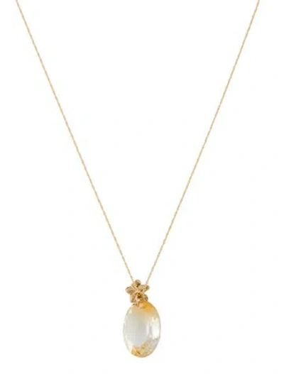 Pre-owned Necklace 14k Quartz Pendant , 18" In Multi