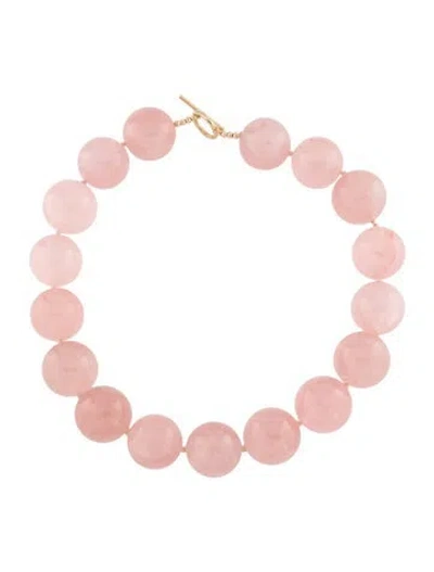 Pre-owned Necklace 14k Rose Quartz Bead Strand , 18" In Multi