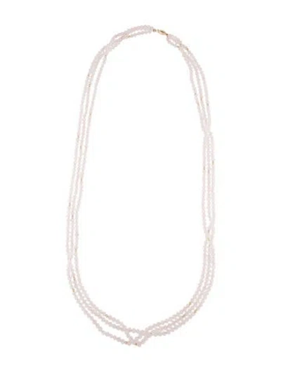 Pre-owned Necklace 14k Rose Quartz Multistrand Bead , 32.25"