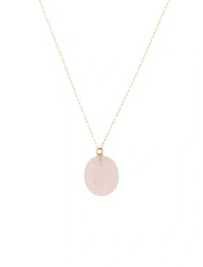 Pre-owned Necklace 14k Rose Quartz Scarab Pendant , 17.75" In Multi