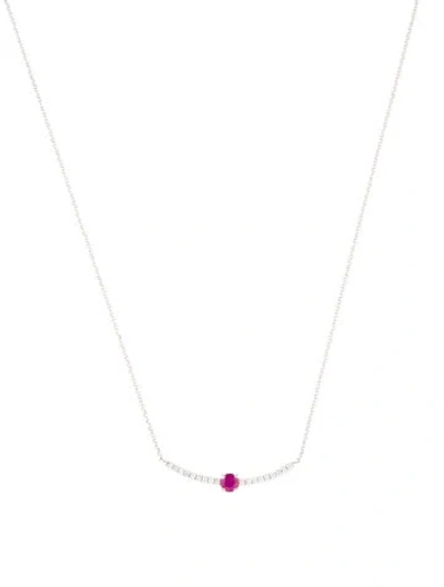 Pre-owned Necklace 14k Ruby & Diamond Pendant , 16.5" In Multi