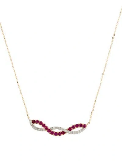 Pre-owned Necklace 14k Ruby & Diamond Pendant , 18" In Multi