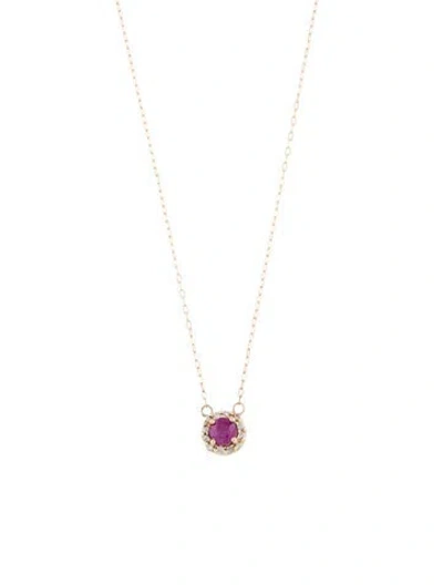 Pre-owned Necklace 14k Ruby & Diamond Pendant , 18" In Multi