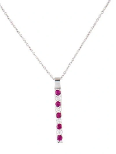 Pre-owned Necklace 14k Ruby & Diamond Pendant , 18.25" In Multi