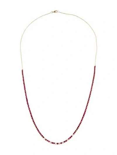 Pre-owned Necklace 14k Ruby & Diamond Tennis , 18" In Multi