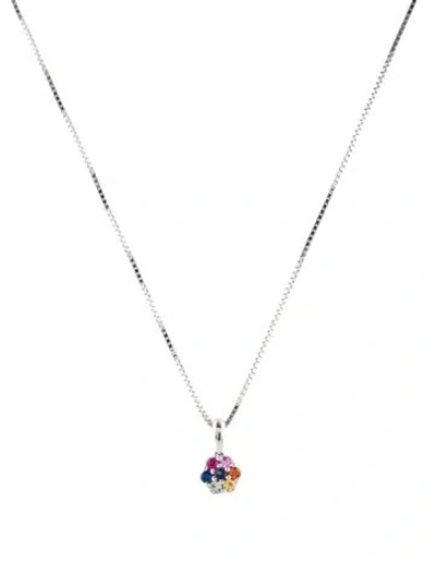 Pre-owned Necklace 14k Ruby & Sapphire Pendant , 17" In Multi