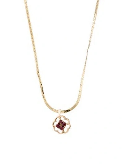 Pre-owned Necklace 14k Ruby Pendant , 30" In Multi