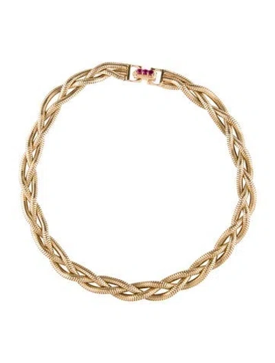 Pre-owned Necklace 14k Ruby Woven Chain , 15.5" In Multi
