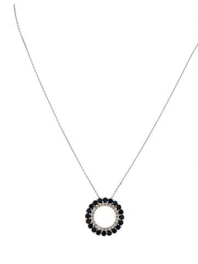 Pre-owned Necklace 14k Sapphire & Diamond Circle Pendant , 16" In Multi