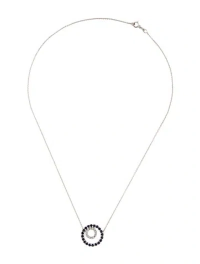 Pre-owned Necklace 14k Sapphire & Diamond Pendant , 16" In Multi