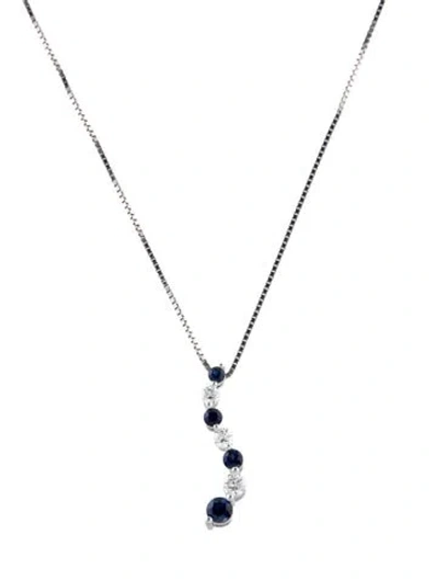 Pre-owned Necklace 14k Sapphire & Diamond Pendant , 17" In Multi