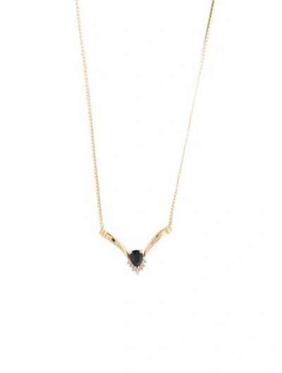 Pre-owned Necklace 14k Sapphire & Diamond Pendant , 17" In Multi
