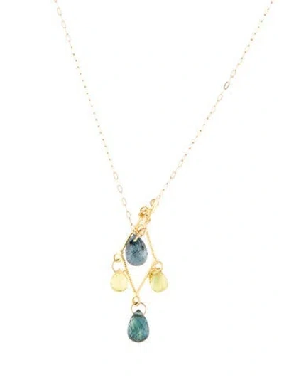Pre-owned Necklace 14k Sapphire & Diamond Pendant , 18" In Multi