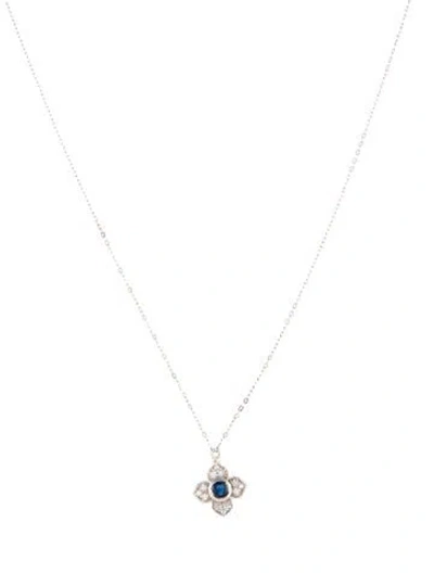 Pre-owned Necklace 14k Sapphire & Diamond Pendant , 18" In Multi