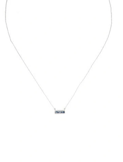 Pre-owned Necklace 14k Sapphire & Diamond Pendant , 18.25" In Multi