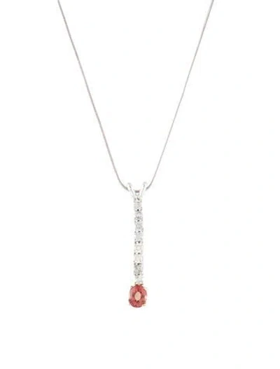 Pre-owned Necklace 14k Sapphire & Diamond Pendant , 19" In Multi