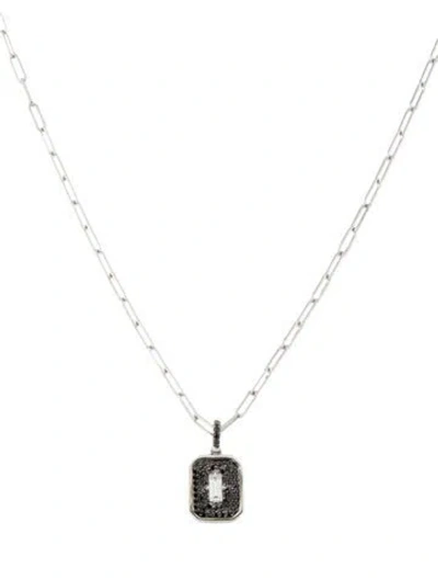 Pre-owned Necklace 14k Sapphire & Diamond Tag Paperclip , 16" In Multi