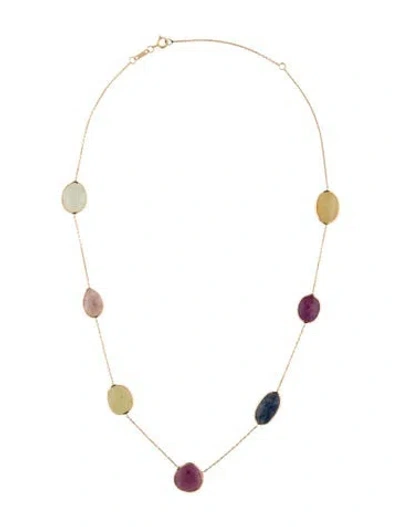 Pre-owned Necklace 14k Sapphire & Ruby Station , 18" In Multi