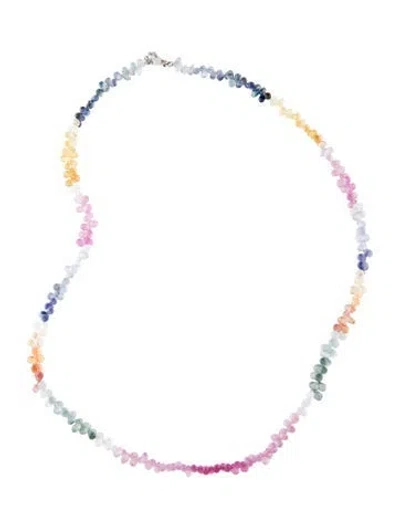Pre-owned Necklace 14k Sapphire Beaded Chain , 17.25" In Multi