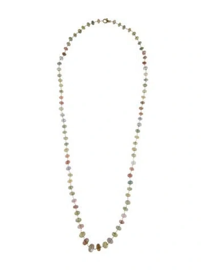 Pre-owned Necklace 14k Sapphire Beaded Long , 30" In Multi