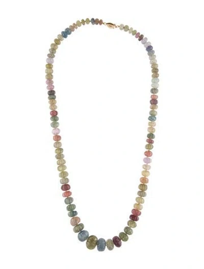 Pre-owned Necklace 14k Sapphire Carved Bead Strand , 22" In Multi