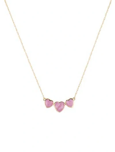 Pre-owned Necklace 14k Sapphire Heart Pendant , 16.75" In Multi