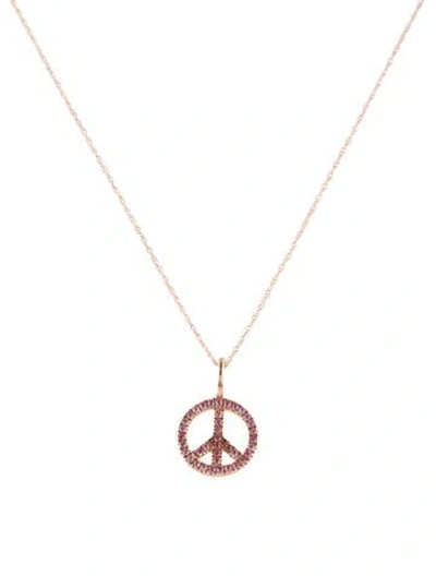 Pre-owned Necklace 14k Sapphire Peace Pendant , 16.5" In Multi