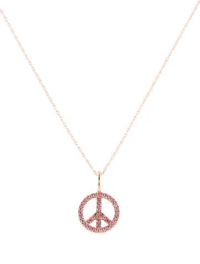 Pre-owned Necklace 14k Sapphire Peace Sign Pendant , 16" In Multi
