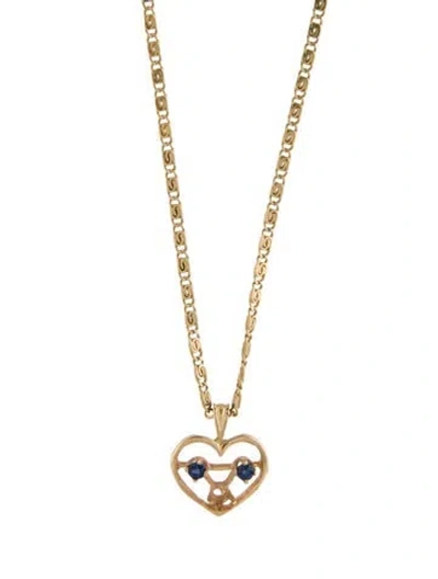 Pre-owned Necklace 14k Sapphire Pendant , 21" In Multi
