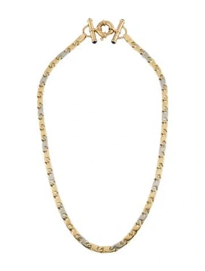 Pre-owned Necklace 14k Sapphire Two-tone Fancy Link Chain , 19" In Multi