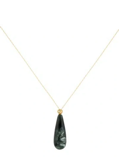 Pre-owned Necklace 14k Seraphinite & Peridot Pendant , 18" In Multi