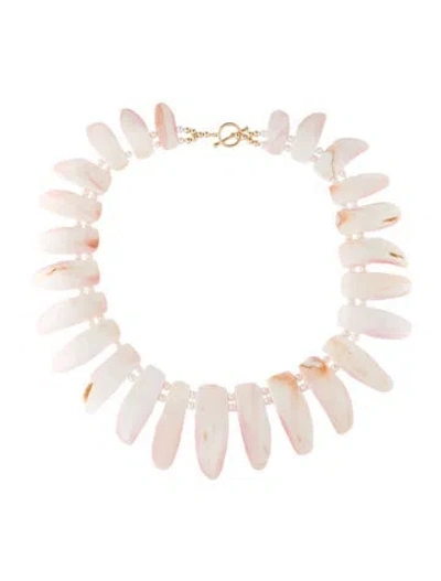 Pre-owned Necklace 14k Shell & Pearl Collar , 19.5" In Multi