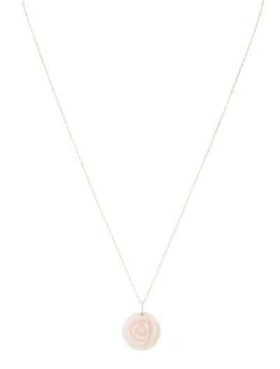 Pre-owned Necklace 14k Shell Rose Pendant , 17.75" In Multi