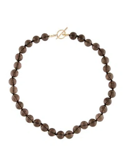 Pre-owned Necklace 14k Smokey Quartz Bead Strand Toggle , 18" In Multi