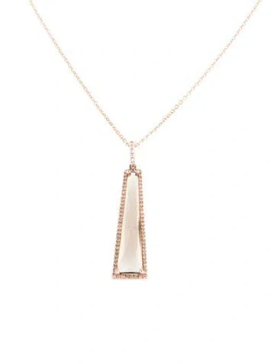 Pre-owned Necklace 14k Smoky Quartz & Diamond Pendant , 16" In Multi