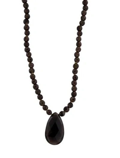 Pre-owned Necklace 14k Smoky Quartz Bead Pendant , 36" In Multi