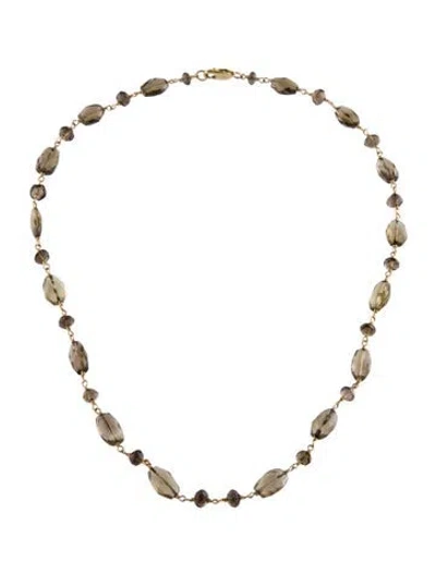 Pre-owned Necklace 14k Smoky Quartz Bead Station , 16" In Multi